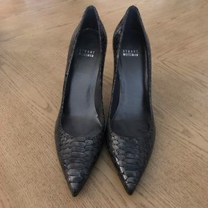 Stuart Weitzman Leigh Pewter Snakeskin Pump Sz 10N